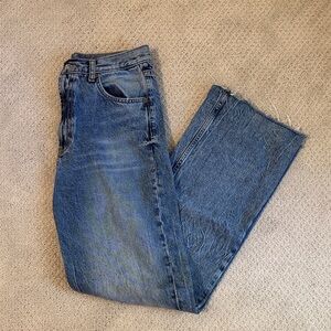 Zara Denim Jeans in Dark Blue with Silver Button